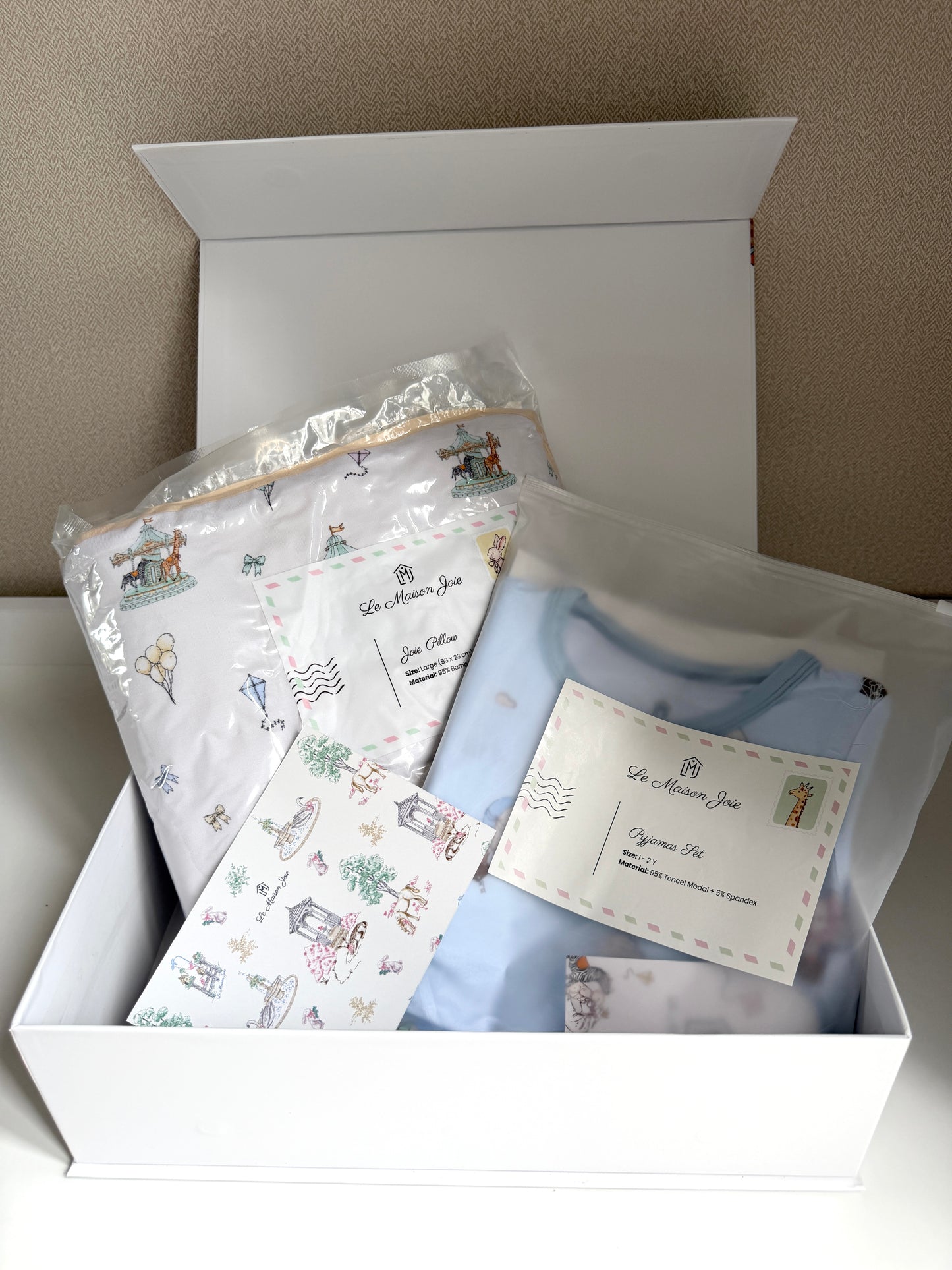 First Birthday Gift Set - Hot Air Balloon PJ + Large Pillow Design of Your Choice