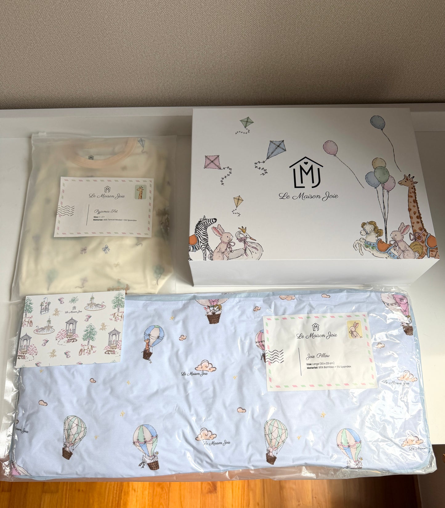 First Birthday Gift Set - Carousel PJ + Large Pillow Design of Your Choice