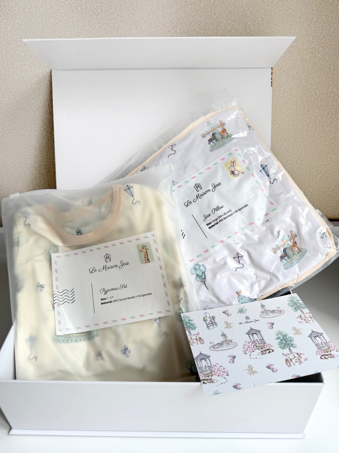 First Birthday Gift Set - Carousel PJ + Large Pillow Design of Your Choice