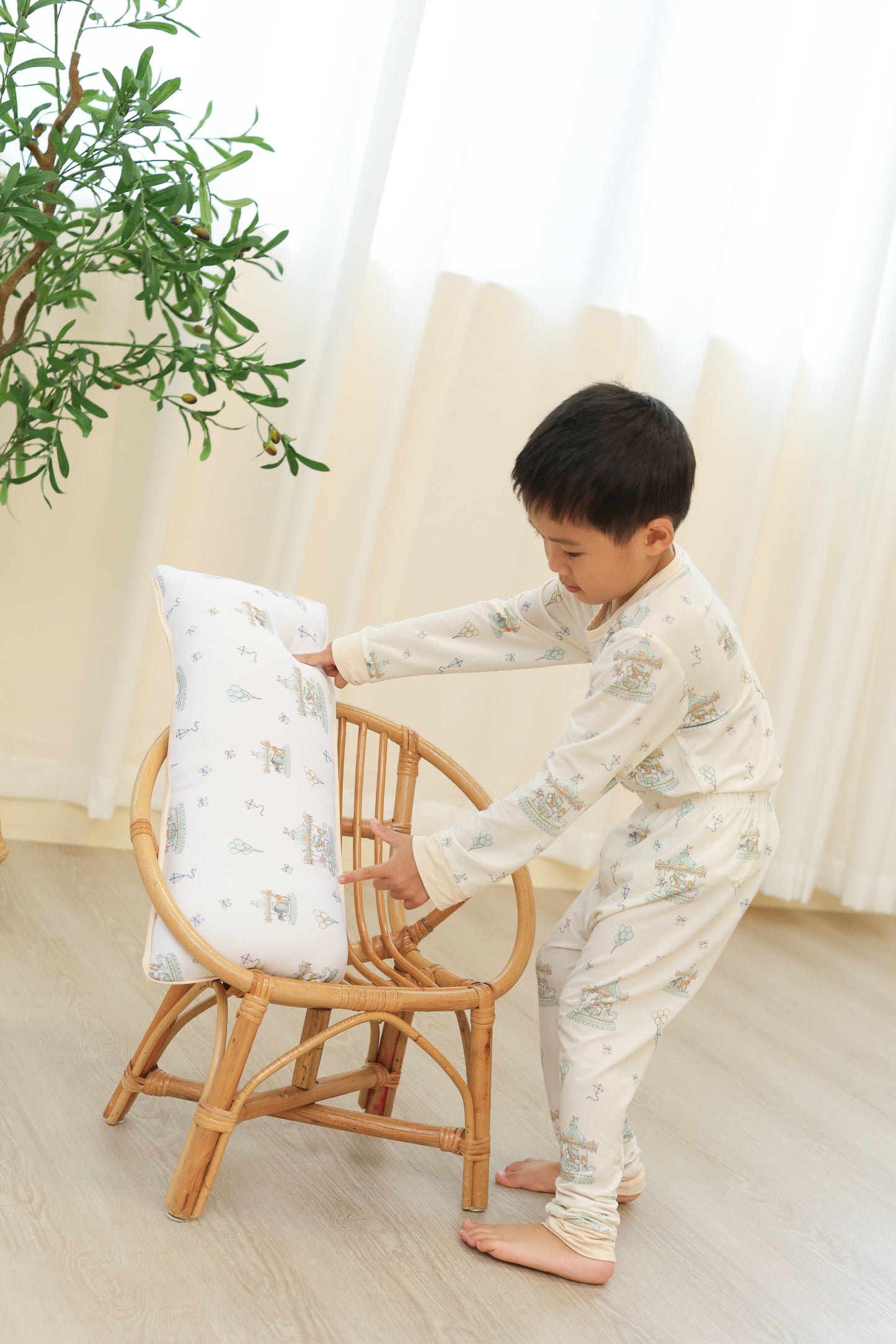 First Birthday Gift Set - Carousel PJ + Large Pillow Design of Your Choice