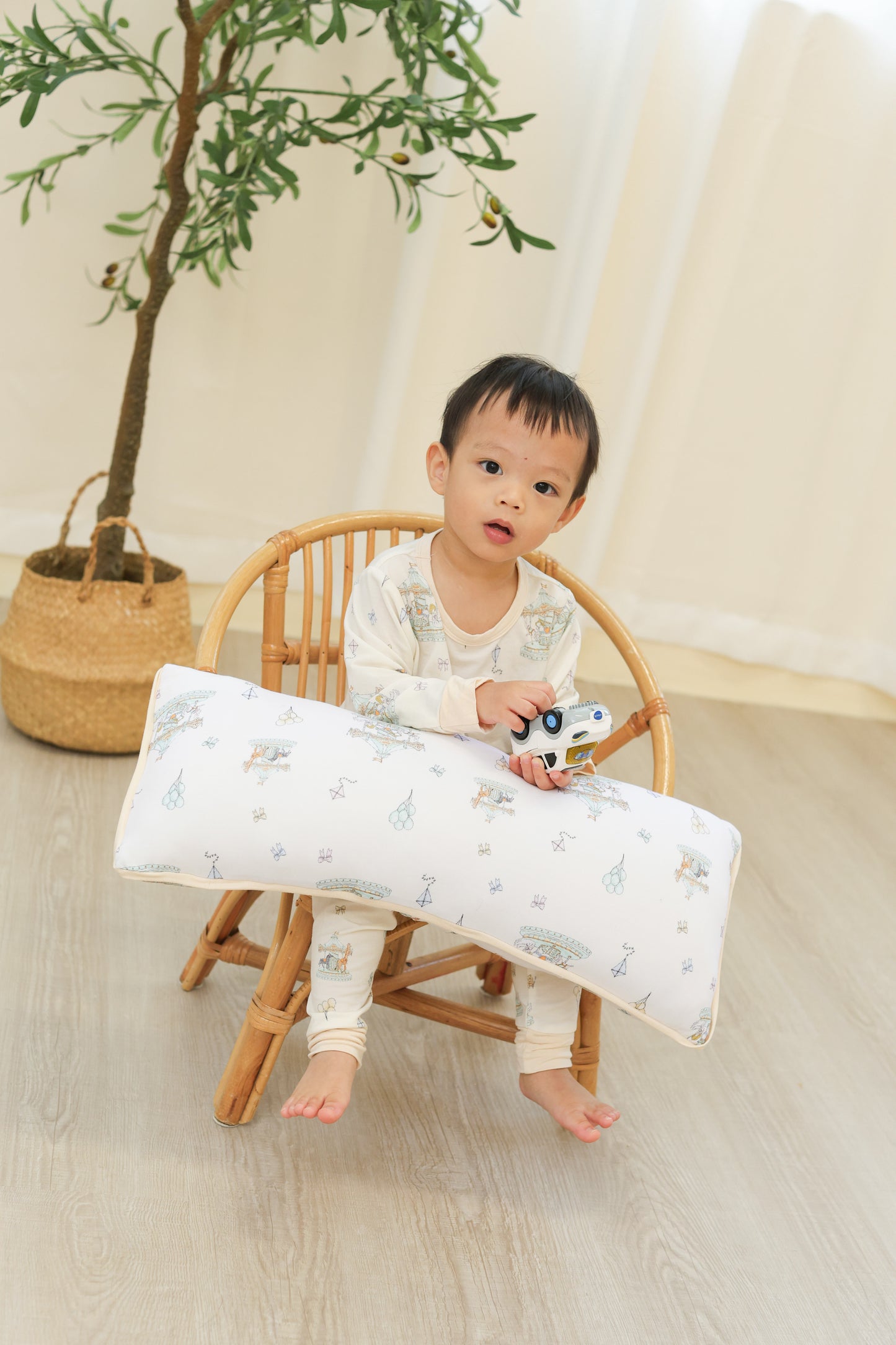 First Birthday Gift Set - Carousel PJ + Large Pillow Design of Your Choice